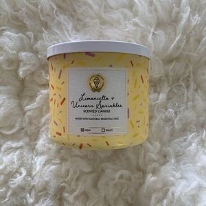 New BBW Limoncello & Unicorn Sprinkles 3-Wicked Candle RARE & HTF